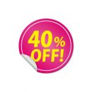 40％OFFと書かれたピンク色の割引ステッカーイラスト